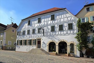 White half-timbered house in the main street in Bad Wimpfen