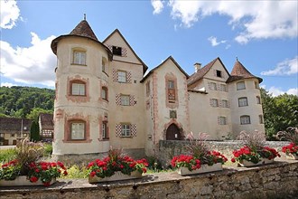 Renaissance moated castle with floral decoration in Glatt