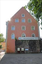 Backlit building of the Neckartal Odenwald nature Park Centre in Eberbach