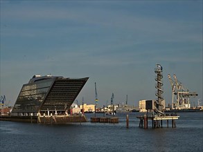 Dockland is an office building on the River Elbe with architecture based on a ship
