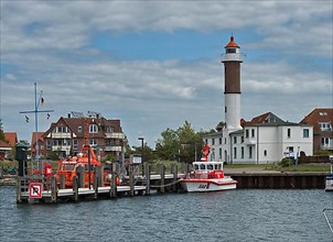 The lighthouse Timmendorf-Poel on the island of Poel near the harbour of Timmendorf. It marks the entrance to Wismar Bay