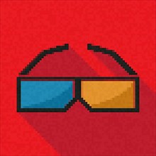 Pixel art 3d glasses icon
