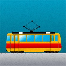 Pixel art Tram car vector icon