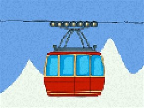 Pixel art cable car