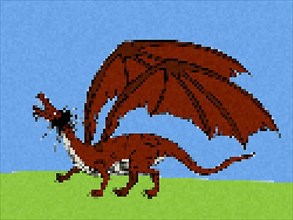 Pixel art winged dragon