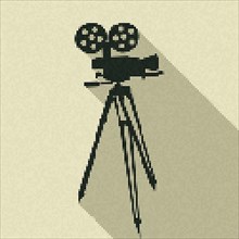 Pixel art movie camera icon
