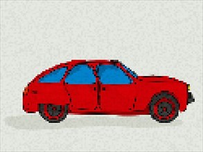 Cartoon style drawing of a red sport car
