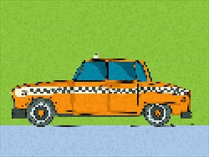 Pixel art taxi car