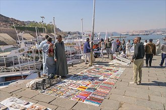 Tourist offer at the quay for the excursion boats to Philae Island
