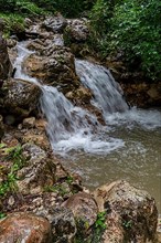 Cascades at the waterfall in the Breuergraben along the Schwarzache