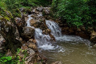 Cascades at the waterfall in the Breuergraben along the Schwarzache