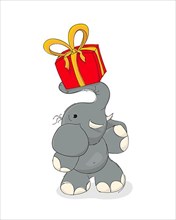 Elephant with gift box