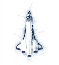 Shuttle hand drawn sketch over white background