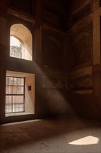 Ray of sun coming through window in Agra fort. Agra