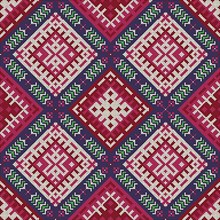 Decorative repeating pattern inspired by traditional Russian embroidery