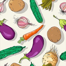 Vector seamless pattern background with vegetables