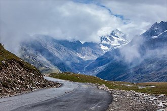 Road in Himalayas. Rohtang La pass
