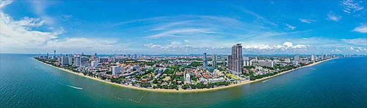 Panorama aerial view of the beach in Jomtien