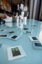 Slide frames on table as decoration