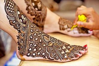 Henna design on Brides foot