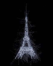 Eiffel tower stylized scribble sketch over black