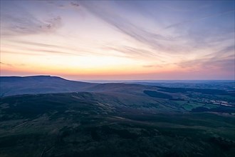 Sunset over Cray Reservoir from a drone