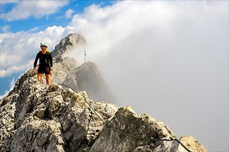 Mountaineer climbing on the Watzmann ridge