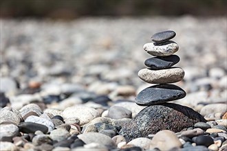 Zen balanced stones stack close up
