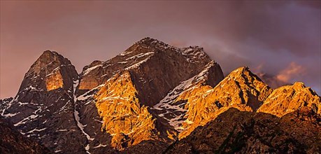 Himalayas mountains on sunset. Himachal Pradesh