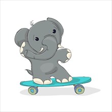 Elphant riding a skateboard