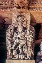 Dancing Shiva Nataraja. 17th century wooden carvings in Meenakashi Sundareswarer temple's chariot at Madurai
