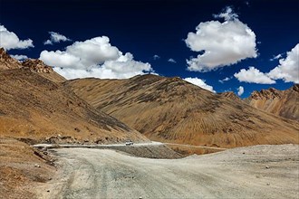 Manali-Leh road to Ladakh in Indian Himalayas with car. Ladakh