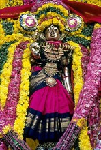 Decorated Goddess Mangalambigai during Mahamakham Mahamaham Mahamagam festival in Kumbakonam