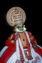 Noble or green character in Kathakali at Kerala Kalamandalam