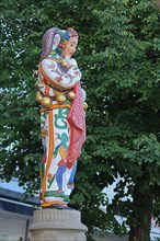 Hanselbrunnen with figure for the Alemannic Fasnet Carnival