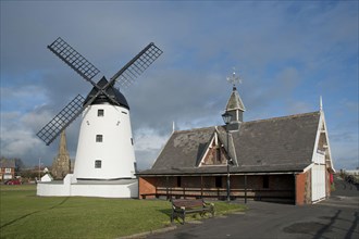 Windmill and Old Lifeboat House in the seaside resort of Lytham