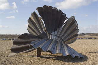 Maggi Hambling's Scallop Sculpture on the Beach at Aldeburgh