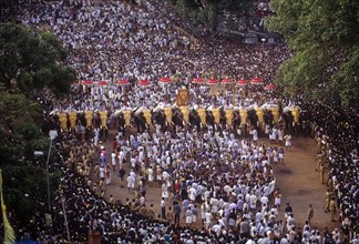 The eagerly awaited Changing of Umbrellas event or Kutamattam in Pooram festival