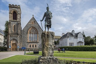 Donald Cameron of Lochiel statue in front of the Church of Scotland in Fort William