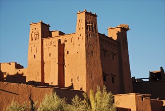 View of kasbah and traditional adobe buildings in ancient ksar