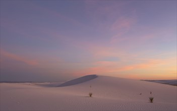 View of gypsum dunes at sunset