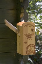 Bumblebee nesting box on garden shed