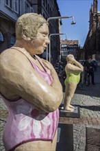 Sculpture La baigneuse by the German artist Christel Lechner on the place de la Cathedrale in the city of Strasbourg