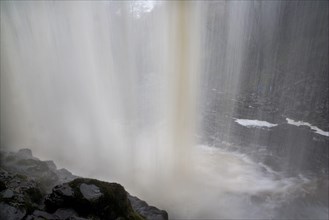 View of waterfall from behind