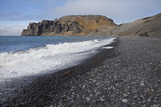 Black volcanic beach on Jan Mayen