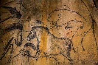 Replica of prehistoric rock paintings from Chauvet Cave
