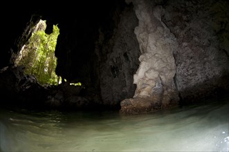 Sea cave and entrance