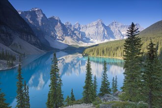 Glacial Moraine Lake in the Valley of the Ten Peaks