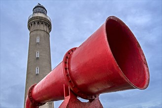 Foghorn at Ardnamurchan Point and westernmost lighthouse on the British mainland in Scotland