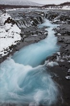 Bruarfoss Waterfall in Winter